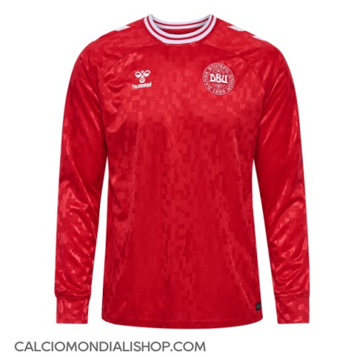 Maglie da calcio Danimarca Prima Maglia Europei 2024 Manica Lunga